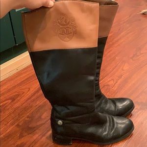 Etienne Aigner black and brown riding boots